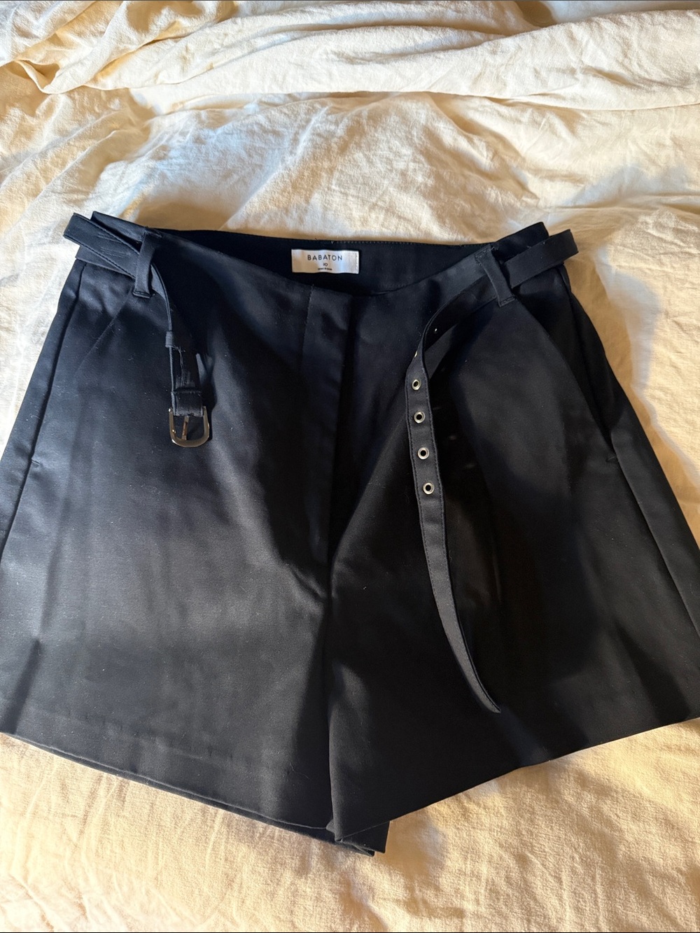 Babaton Black High-Rise Belted Shorts